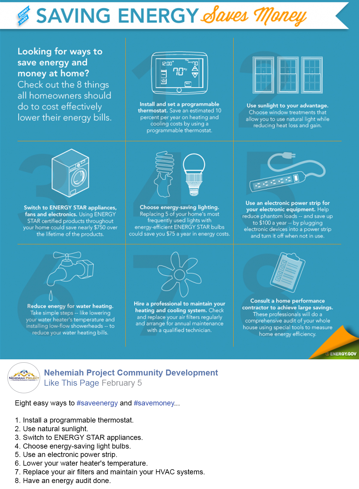 Infographic on ways to save with Energy Star appliances and electronics. 