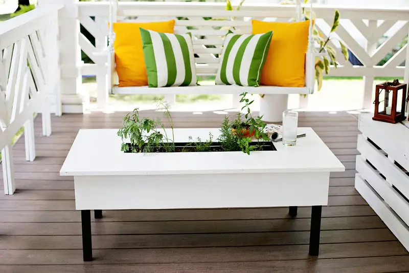 White Wood Herb Garden Coffee Table