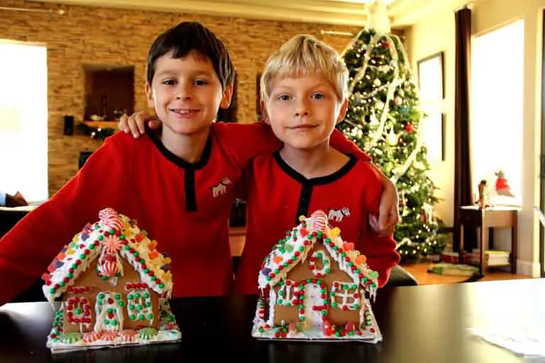 two boys with house of candies