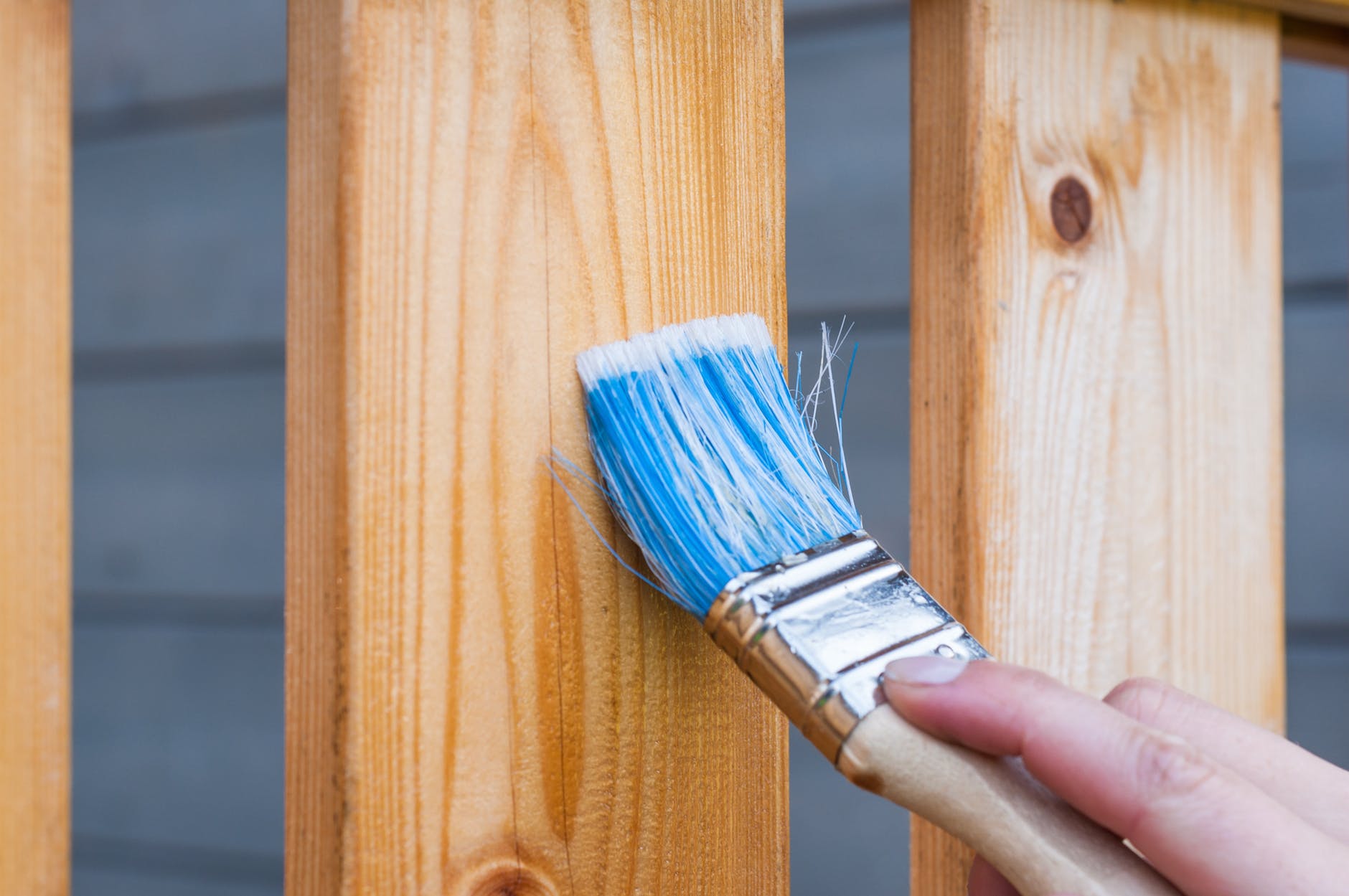 painting a wooden fence